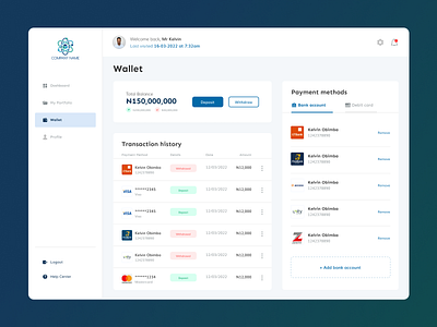 Fintech Wallet Page