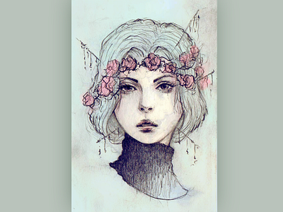 Drawing 02 Dribbble cozy drawing girl illustration offline paper pencil sketch warm
