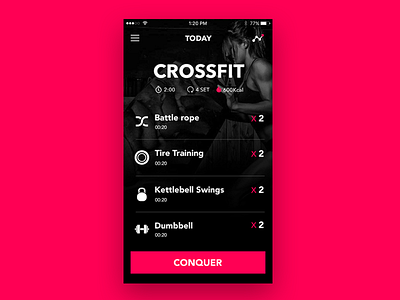Daily UI 03 Workout app black challenge crossfit daily dailyui fitness red ui workout