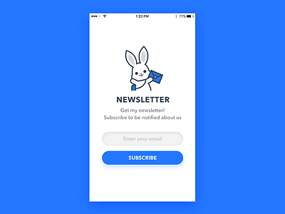 Daily UI 04 Subscribe app blue daily dailyui illust newsletter rabbit subscribe ui