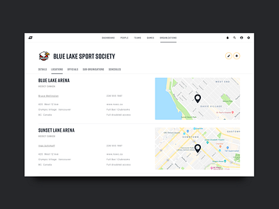 Sportninja Location Page app design dashboard interface ui user interface ux webapp webdesign webinterface website