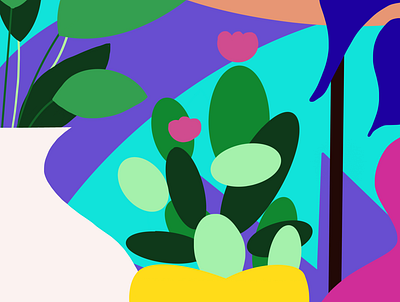 Plants block branding design illustration illustrator poster pot procreate solid