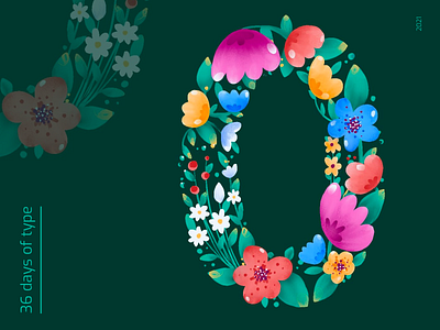 36 DOT 0 36daysoftype digitalart floral flowers illustration illustrator leaves numbers procreate spring type