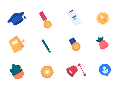 Objects | preparing a new learning experience academic hat book compass figma icon set illustration illustrator plants spot illustrations study ui card