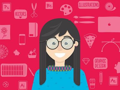 Personal Avatar avatar character design doodle drawing girl illustrations pizza sketchapp tools vector