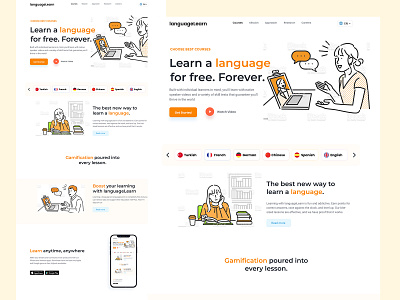 Language Education Webdesign Landing Page education education landing page education webdesign language landing page language webdesign learn orange webdesign ui