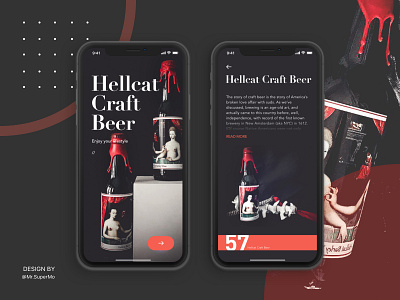 Daily UI Redesign-Hellcat Craft Beer beer black brand color dark design layout poster red typography ui ux