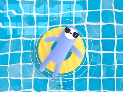 Summer Time blue color design emoji illustration layout poster ui