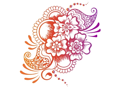 Mehndi style floral design coloured in gradient decorative design ethnic floral floral design flourish hand drawn henna india indian logo mehendi mehndi ornament outline paisley print romantic sketch tattoo