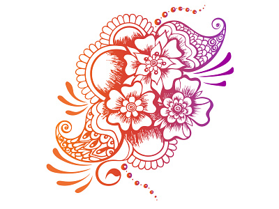 Mehndi style floral design coloured in gradient decorative design ethnic floral floral design flourish hand drawn henna india indian logo mehendi mehndi ornament outline paisley print romantic sketch tattoo