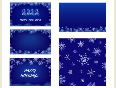 New Year Bundle - cards, seamless background & pattern