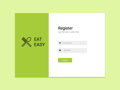 EAT EASY, Register sign up form