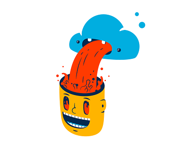 Downloading brain cloud download downloading happy head illustration spill thierry fousse vomit