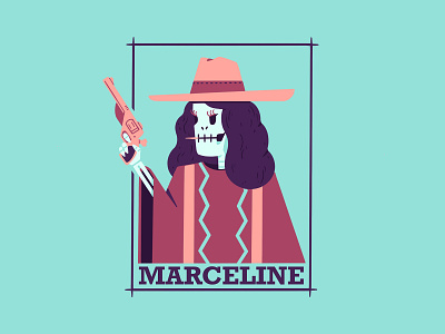 Marceline character cowboy cowboy hat cowgirl frame gun illustration pistol poncho portrait procreate revolver skeleton skull thierry fousse toothpick wanted