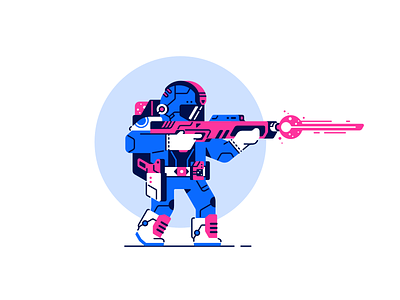 Futuristic soldier aim armor character energy futuristic gun illustration laser marine rifle shoot soldier thierry fousse