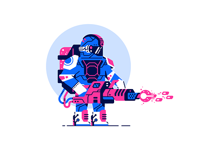 Futuristic heavy armor character energy futuristic gun heavy illustration laser machine gun marine shoot soldier tank thierry fousse weapon wires