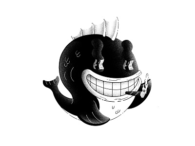 Inktober #1 - Fish cannabis character fish grain hand drawn high illustration ink inktober inktober2020 joint noise procreate smile smoke stone thierry fousse weed