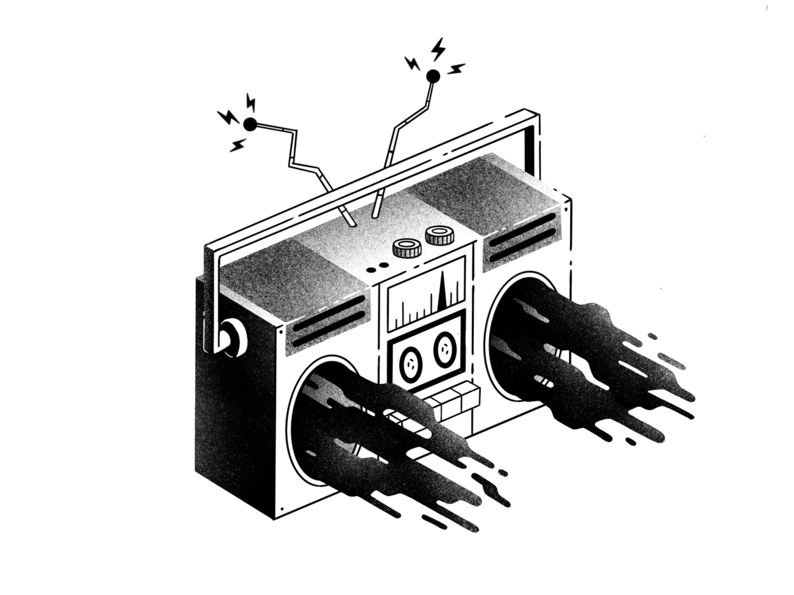 Inktober #4 - Radio antenna broadcast grain illustration ink inktober inktober2020 inktober52 isometric magic music mystic noise procreate radio song texture thierry fousse