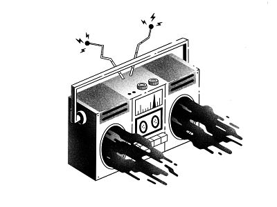 Inktober #4 - Radio antenna broadcast grain illustration ink inktober inktober2020 inktober52 isometric magic music mystic noise procreate radio song texture thierry fousse