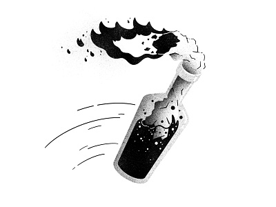 Inktober #9 - Throw bottle fire illustration ink inktober inktober2020 inktober52 molotov molotov cocktail riot texture thierry fousse throw throwable