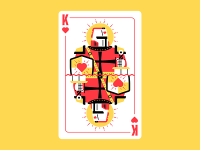 King of life card card design character hearts helmet holy illustration king king of hearts knight shield sword templar thierry fousse