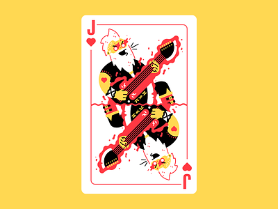 Jack of life axe bard card card design character deck deck of cards dwarf energy guitar guitarist hearts heavy metal illustration jack jack of hearts life metal punk rock thierry fousse