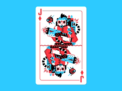 Jack of order backpack card card design character deck of cards diamonds drone energy gun engineer gas mask grenades gun illustration jack jack of diamonds mask rpg thierry fousse weapon