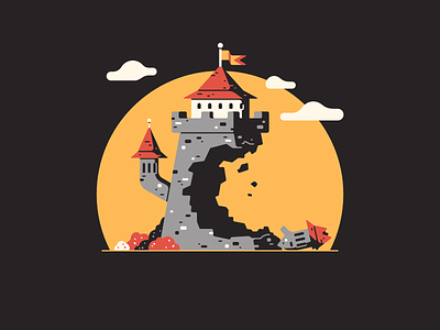 C stands for... 36 days of type affinity designer bricks bush castle cloud destroyed flag illustration keep letter medieval ruins thierry fousse tower type vector wall