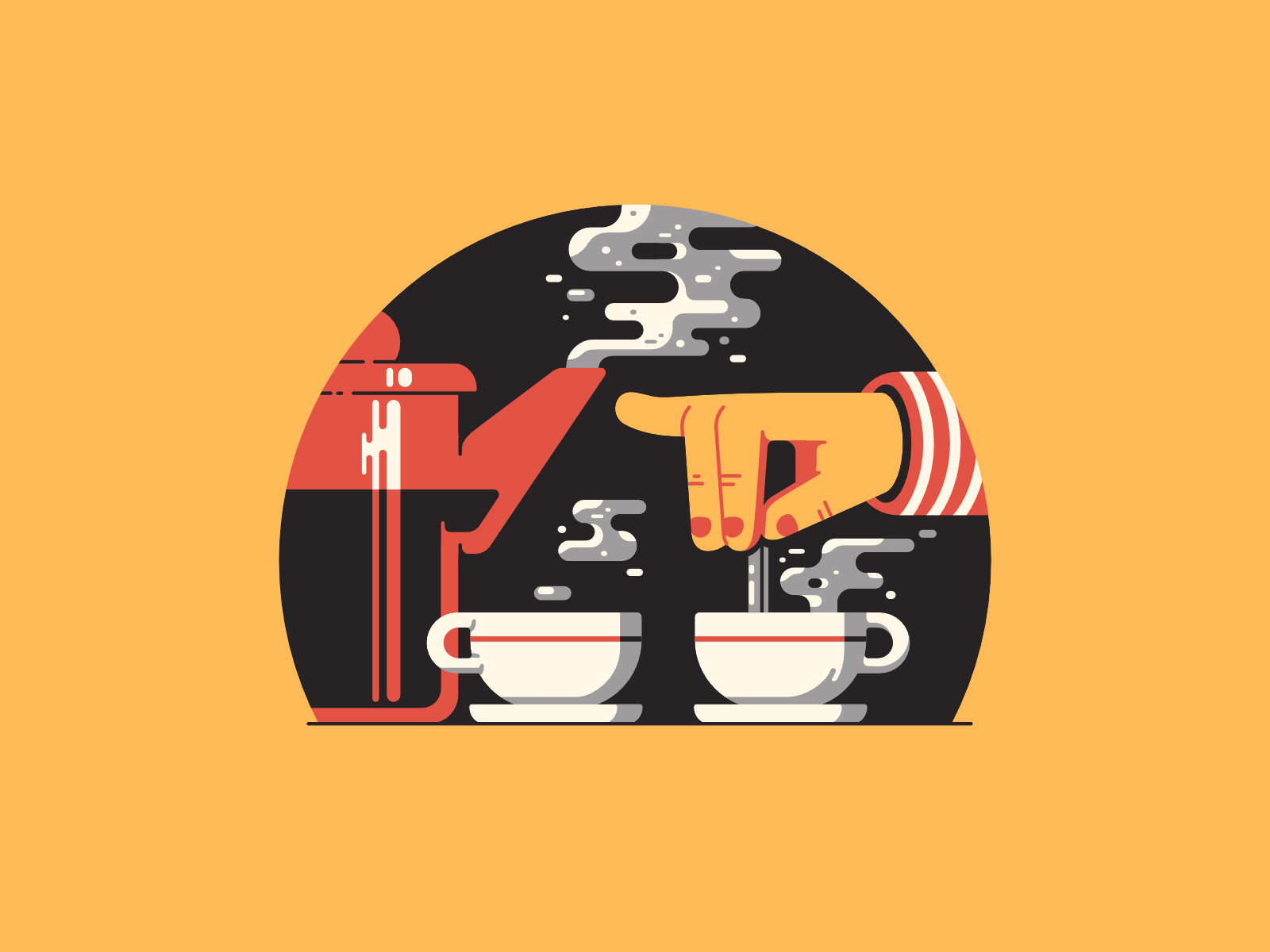 4 - Four o'clock 36daysoftype-08 4 beverage breakfast coffee cup drink english four four oclock hand hot illustration kettle smoke stir tea thierry fousse