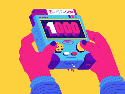 1000 1000 animation beep boop button cartridge console controller glitch hands illustration instagram pop screen thierry fousse thumb videogame