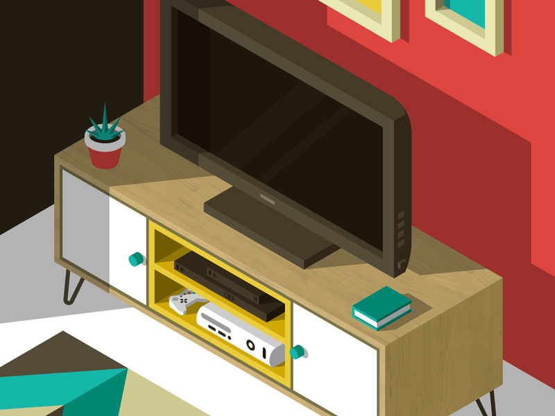 TV Stand wood graphic design colors design furniture isometric illustration
