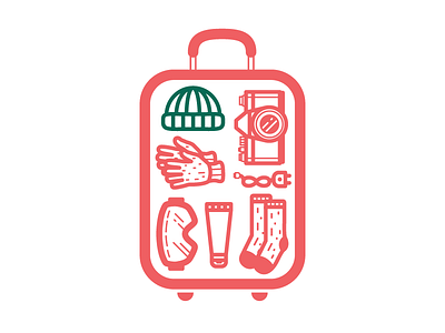 Winter icon 2/9 - Luggage camera christmas gloves green holidays icon illustration luggage red socks travel winter