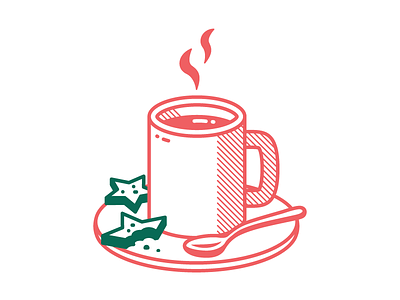 Winter icon 4/9 - Hot chocolate beverage biscuit christmas green holidays hot chocolate icon illustration red shadow spoon winter