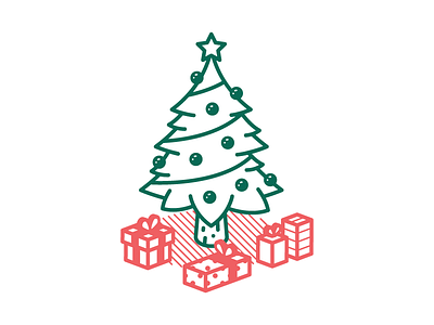 Winter icon 7/9 - Christmas tree christmas christmastree gift green holidays icon illustration present red tree winter xmas