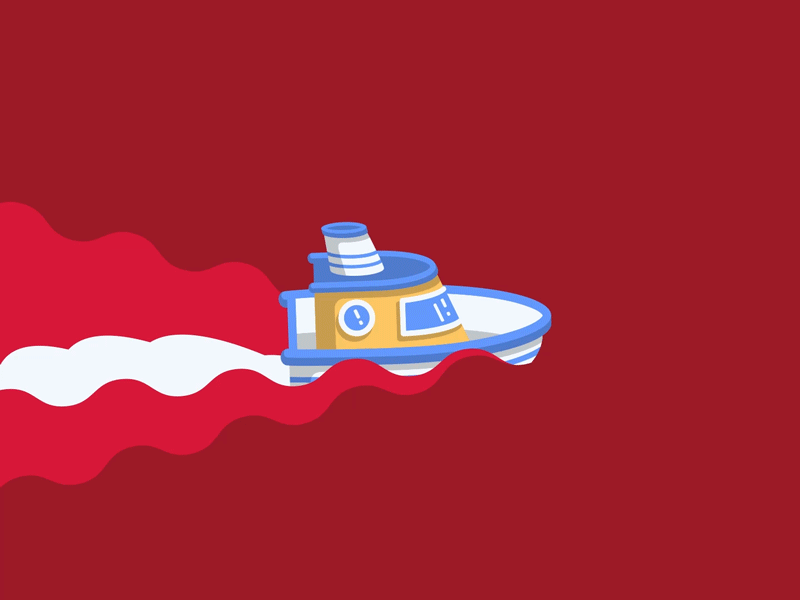 Boat animation boat chimney fun loop ocean sail sea ship smoke splash wave