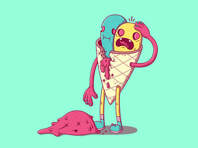 Ice Cone character character design colors cone dead fun ice ice cream illustration melt summer