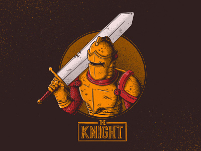 The Knight armor character damage dent knight red slash sword texture thierry fousse yellow