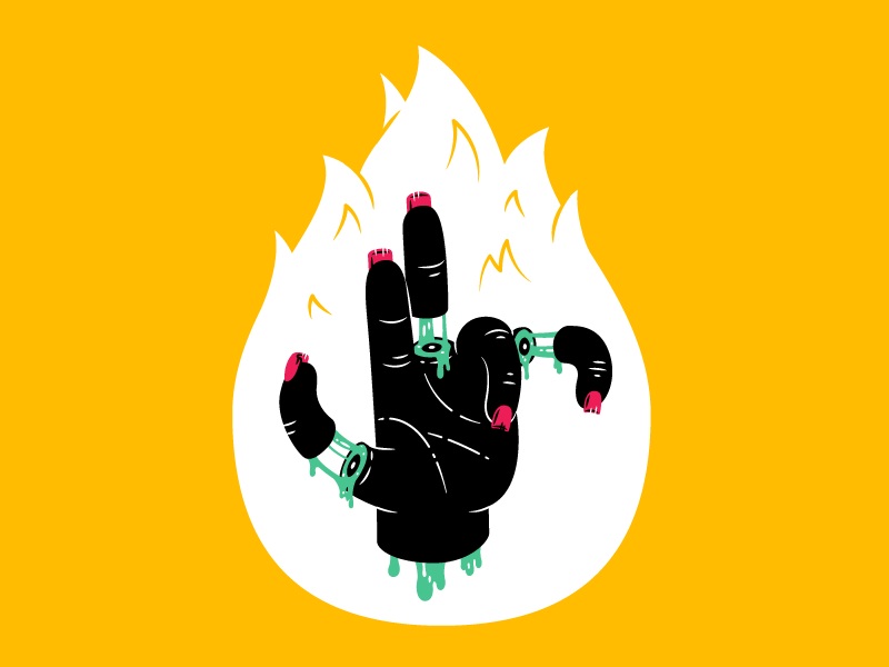 Wrong spell thierry fousse yellow pink green nails blood witchcraft spell flames fire cut hand