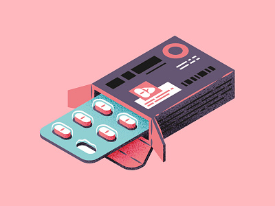 Drug box drug icon illustration isometric medecine medication montpellier perspective pill texture thierry fousse