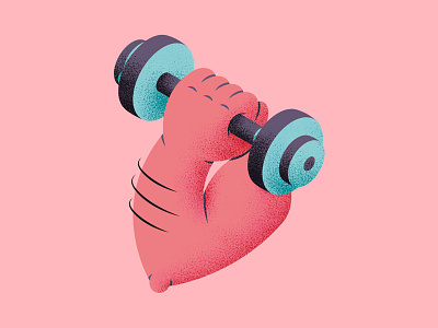 Muscle arm dumbbell health icon illustration isometric montpellier muscle perspective sport texture thierry fousse