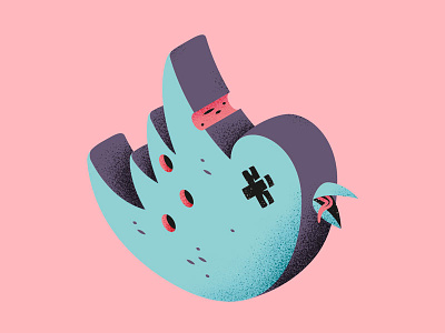 Twitter bird dead icon isometric montpellier perspective shot texture thierry fousse tweet twitter