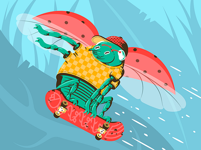 Spring Vibes board cool fly grass ladybug leaf montpellier skate speed spring thierry fousse wings