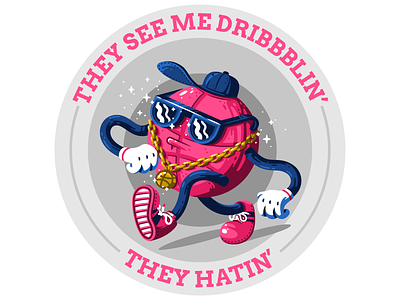 They see me dribbblin' chain character dribbble fun glasses hatin illustration like a boss montpellier sticker swag thierry fousse walk