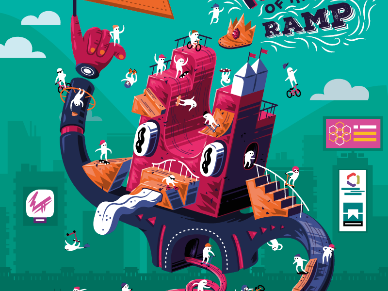 Ramp King thierry fousse poster city character king contest street ramp bmx skate sport
