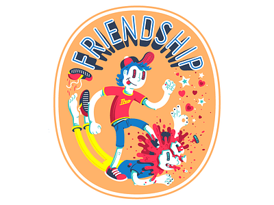 Friendship blood character friend friendship fun illustration okay skull splatter thierry fousse