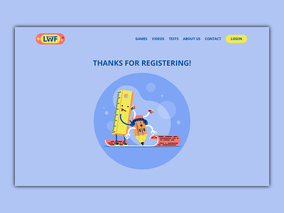 Register Page illustration character child fun kid pencil playful register ruler scene school sign up thierry fousse