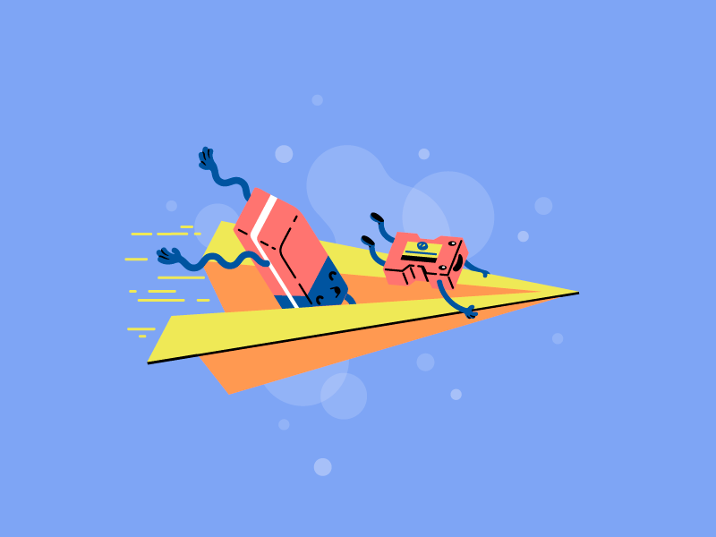 Contact Illustration character fun paperplane contact kid child error 404 playful school page scene thierry fousse