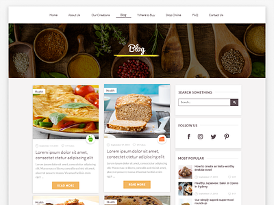Recipe Blog blog cards clean eat food. imac pro interface landing page material design recipe site ui web
