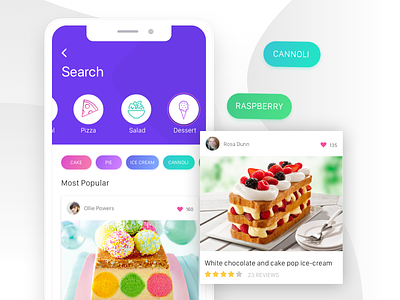 Search Result - food app look like app card clean feed food gradient interface ios navigation restaurant search ui