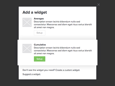 Widget Select church metrics modal